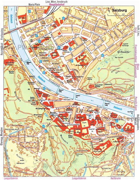 Mapa Turístico Del Centro De La Ciudad De Salzburgo Salzburgo