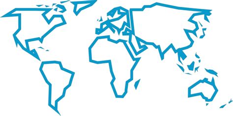 Simple World Map With Six Continents In Black Outline Vector Education