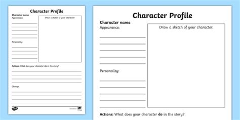 Creating A Character Profile Template Creative Writing