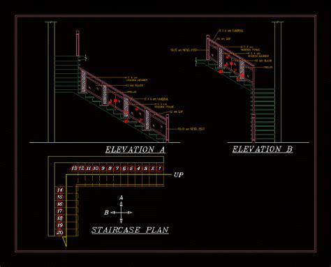 Staircase Handrail Detailing Dwg Detail For Autocad Designs Cad