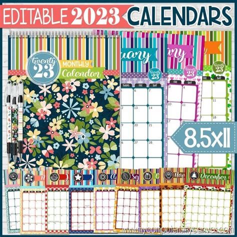 Editable 2023 Desk Calendar Printable Wall Calendar Monthly Etsy