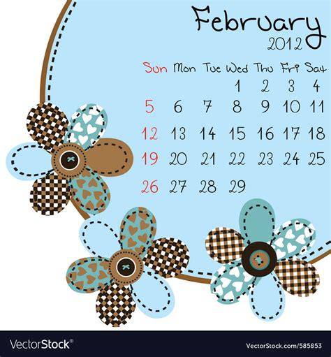 2012 February Calendar Royalty Free Vector Image