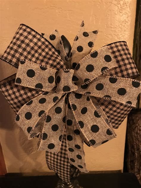 Black And Tan Plaid Bow For Wreath Polka Dot Ribbon Bow For Etsy