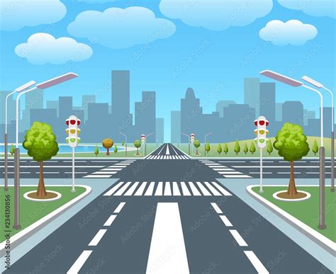 vetor do stock empty city road sidewalk pedestrian street vector illustration crossing roads