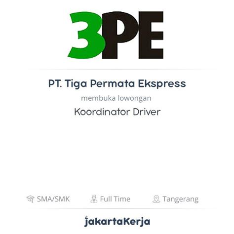After that,the agent will analyze the configuration of your machine.at the end of this process,a web page will automatically open to display the results.you will have access to other services,including the research of compatible drivers. Lowongan Kerja Koordinator Driver di PT. Tiga Permata Ekspress - JakartaKerja