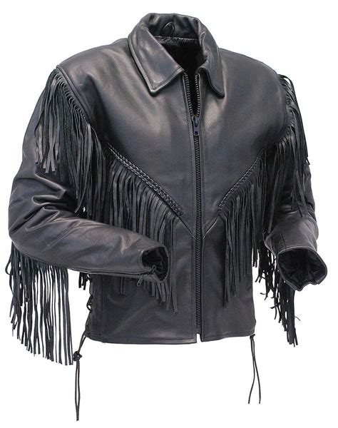 V Fringed Leather Motorcycle Jacket For Women L452zfb Leather