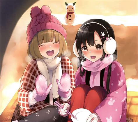 Winter Cute Anime Girls Friends Hd Wallpaper Pxfuel