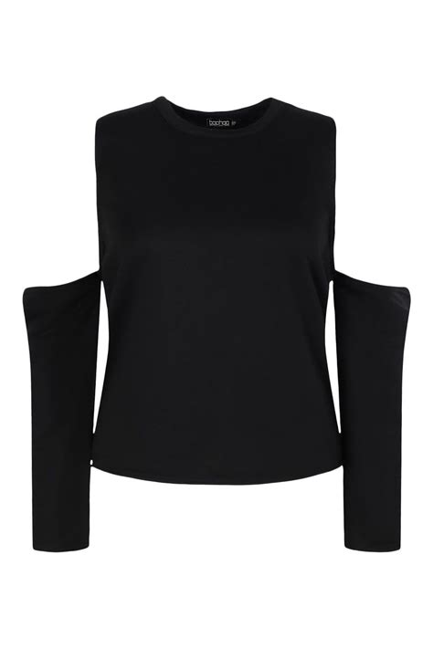 Black Plus Cold Drop Shoulder Crop Sweat Plus Size Hoodies Latest Sweatshirts Fashion