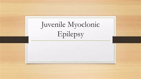 Juvenile Myoclonic Epilepsy Youtube