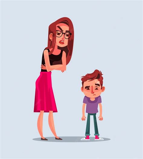 El Personaje De La Madre Infeliz Enojada Regaña A Su Hijo Ilustración