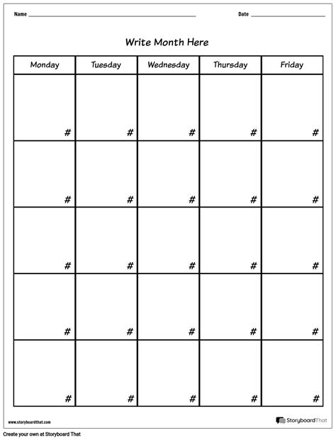 Printable Calendar Templates — Custom Calendar Maker Storyboardthat