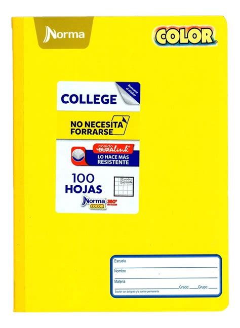 Cuaderno College 100h Norma Color 360 Cosido Cuadro Grande P Mercado