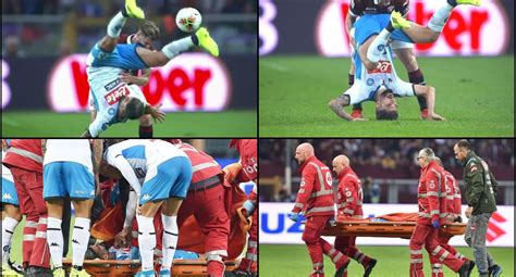 Videos virales Jugador de Napoli casi se desnuca en terrible caída en la Serie A Rival lo