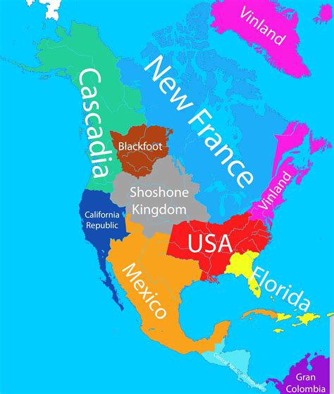 Alternate North America Alternate History Imaginary Maps Fantasy Map