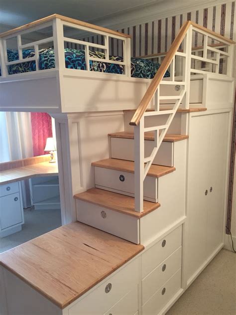 Loft Bed With Stairs Drawers Closet Shelves And Desk Build A Loft