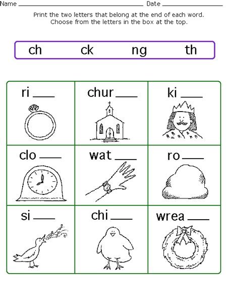 Consonant Digraphs Worksheet For 1st 2nd Grade Lesson Planet