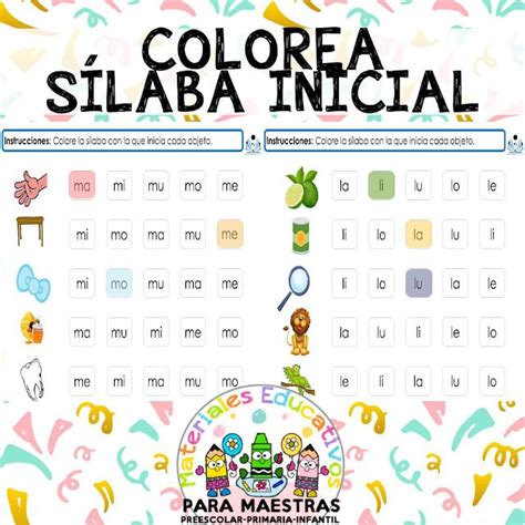 Fichas De Lectoescritura Para Colorear Sílaba Inicial Labels Map