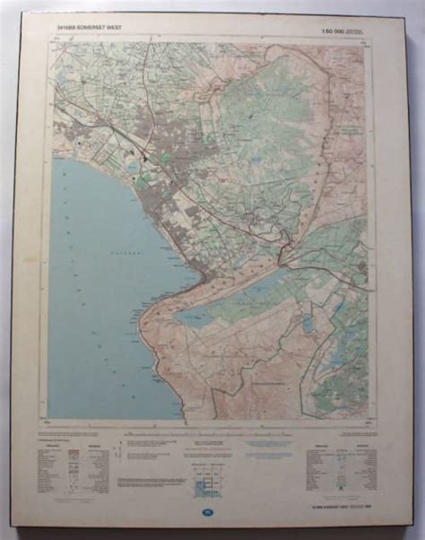 Maps Topographical Map Of Somerset West Laminated Blockmounted Was