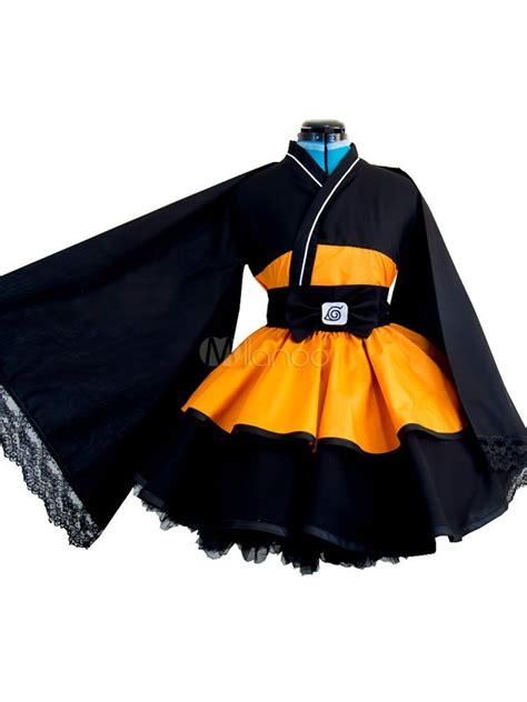 Naruto Uzumaki Naruto Cosplay Costume Girl Version Lolita Kimono Dress