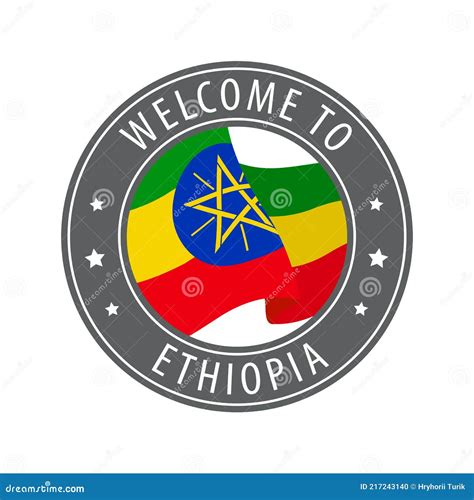 Welcome To Ethiopia Gray Stamp With A Waving Country Flag Stock Vector