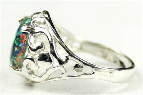 Created Black Opal 925 Sterling Silver Ring Sr004 Etsy