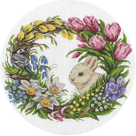 Maybe you would like to learn more about one of these? Spring Wreath Counted Cross Stitch Kit - 26 ct linen 11" x ...