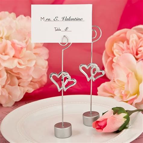 Love Themed Double Heart Design Place Card Holder Or Photo Holder