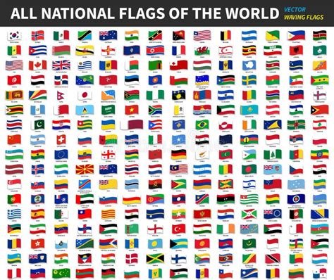 All Official National Flags Of The World Circular Design Stock Vector