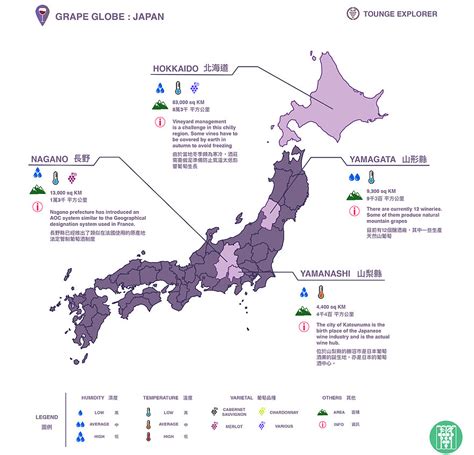 They are not official administrative units, though they have been used by government officials for statistical and other purposes since 1905. Grape Globe: Wine in Japan