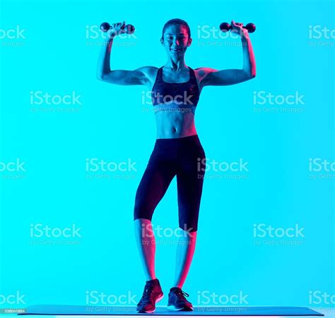 Woman Fitness Weights Exercices Isolated Stock Photo Download Image