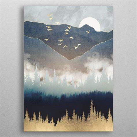 Blue Mountain Mist Landscapes Poster Print Metal Posters Displate