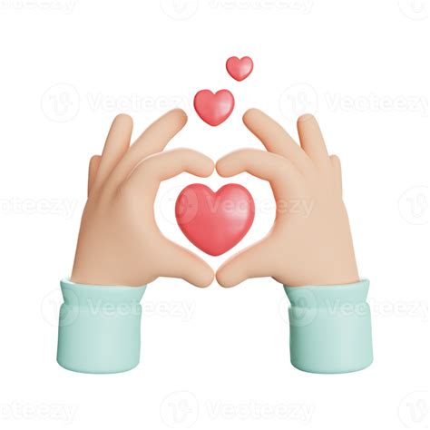 heart hand gesture 3d icon illustration 8878193 png