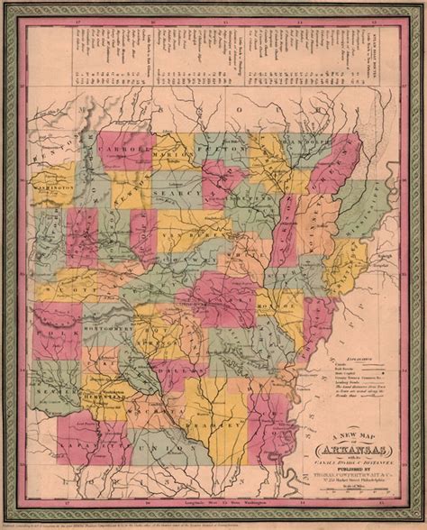 Arkansas State 1850 By Thomas Cowperthwait Historic Map Reprint
