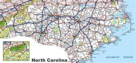 North Carolina State Road Map Glossy Poster Picture Photo Banner Nc
