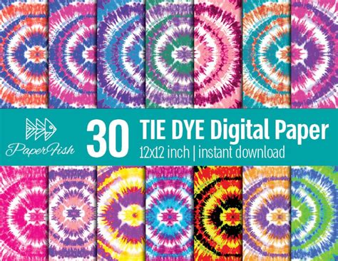 30 Tie Dye Digital Paper Pastel Colors Rainbow Tie Dye Papers Scrapbook