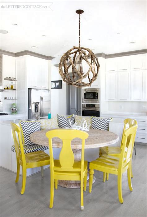 These dining chairs uk are trendy and can fit into every decoration style. Modern White Kitchen with Yellow Chairs - Interiors By Color