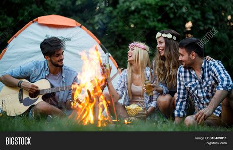 Group Friends Camping Image And Photo Free Trial Bigstock