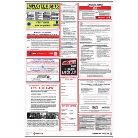 Labor Laws Poster Tennessee Federal Osha English