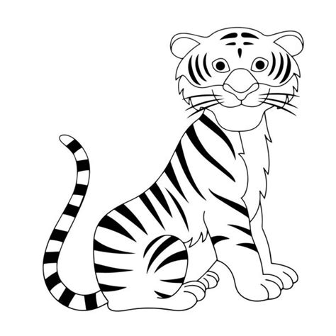 Cute Cartoon Tiger White Background Childrens Prints Shirt