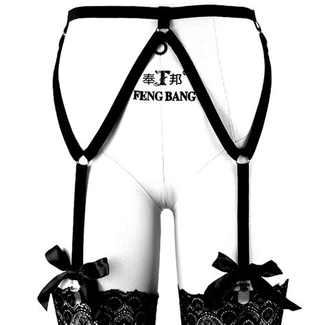 buy punk goth harajuku garter black elastic high waist stocking suspender belt