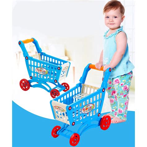 Kids Simulate Supermarket Shopping Cart Pretend Play Toys Mini Plastic