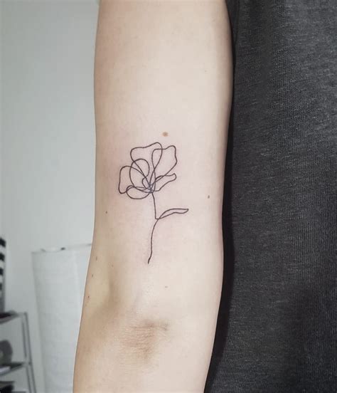 Flower Tattoo One Line One Line Tattoo Line Tattoos Line Art Tattoos