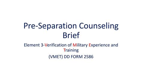 Pre Separation Counseling Brief Ppt Download