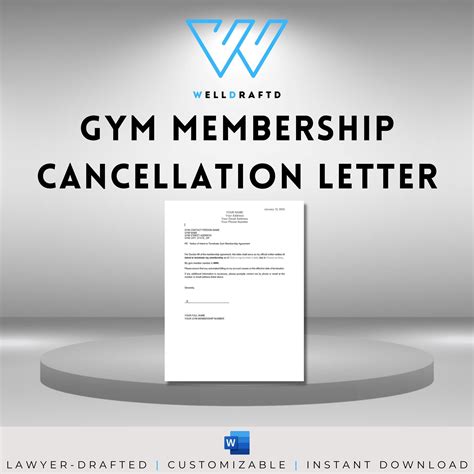 Gym Membership Cancellation Letter Template Lawyer Drafted Etsy