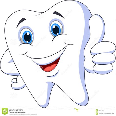 Cute Cartoon Tooth With Thumb Up Royalty Free Stock Photos
