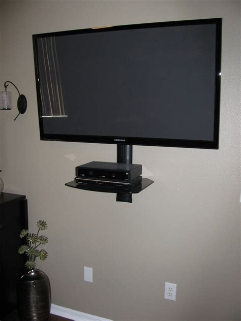 Full Motion Tv Wall Mount With Cable Box Shelf Wall Mounted Shelves