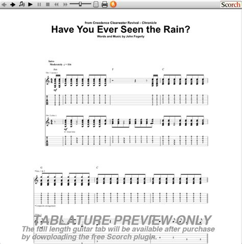 Ccr Have You Ever Seen The Rain Guitar Tab