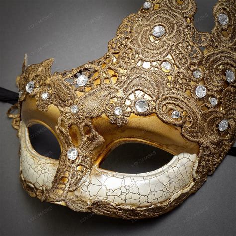 Women Masquerade Lace Mask Venetian Mardi Gras Prom Party Mask Gold