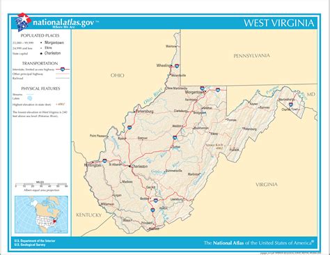 Map Of West Virginia Street Map Karten Und
