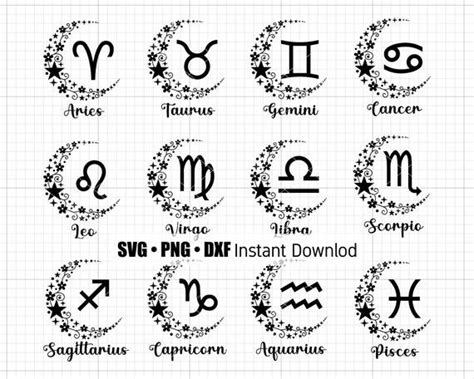 Zodiac Svg Bundle Zodiac Sign Svg Astrology Svg Etsy Horoscope